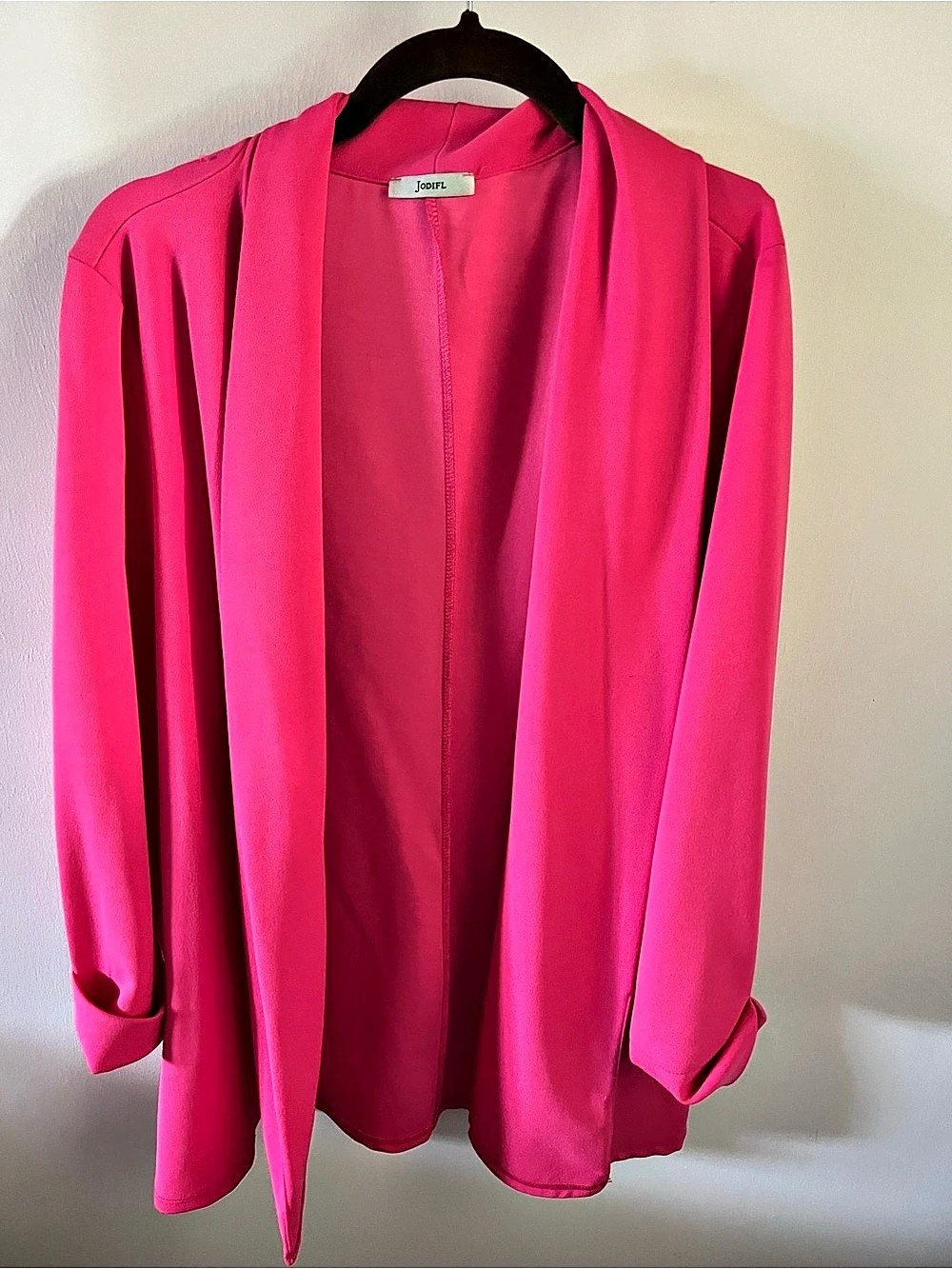 Jodifl Hot Pink Open Front Draped Blazer